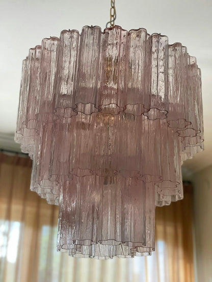 Murano Pink Glass Tube Chandelier - Nuvé