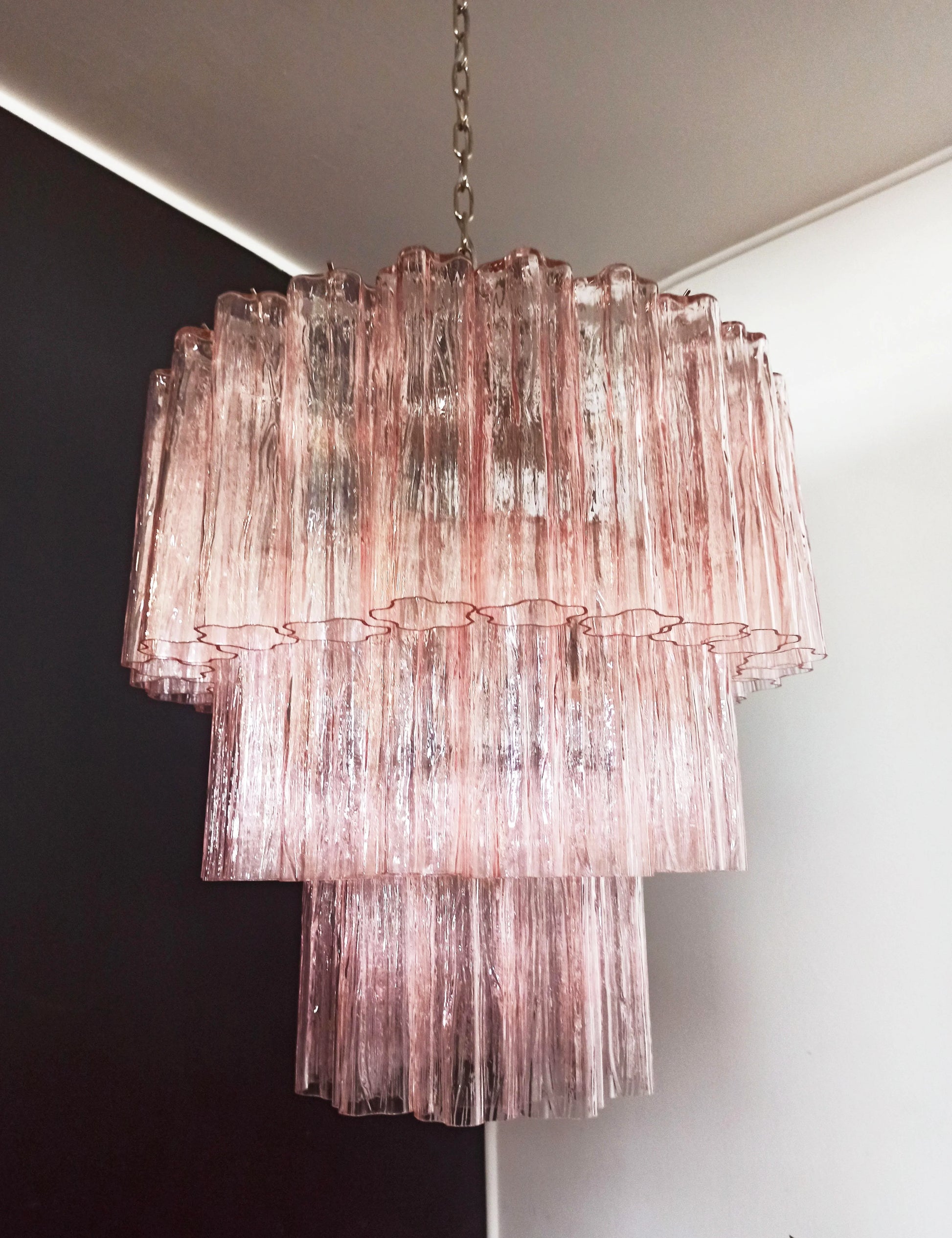 Murano Pink Glass Tube Chandelier - Nuvé
