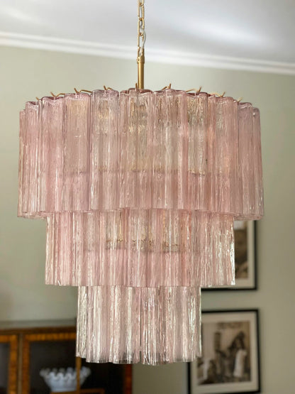 Murano Pink Glass Tube Chandelier - Nuvé