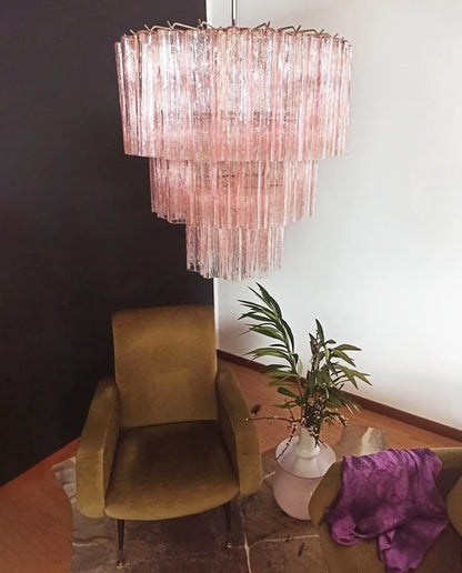 Murano Pink Glass Tube Chandelier - Nuvé