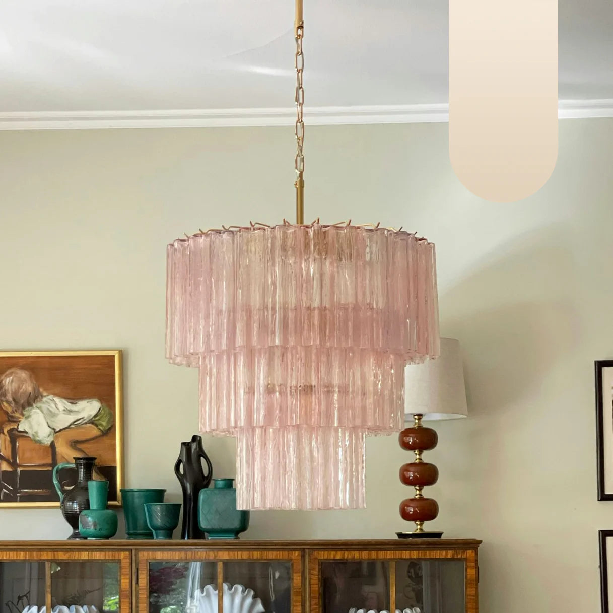 Murano Pink Glass Tube Chandelier - Nuvé