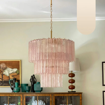 Murano Pink Glass Tube Chandelier - Nuvé