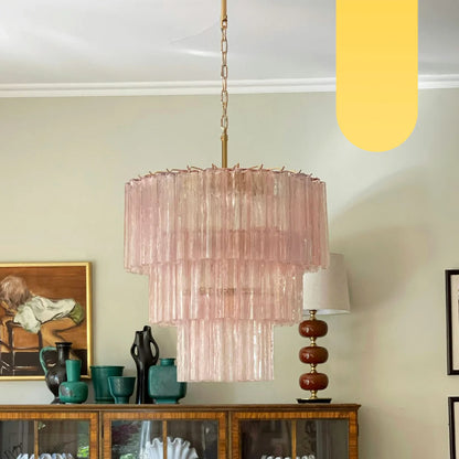 Murano Pink Glass Tube Chandelier - Nuvé