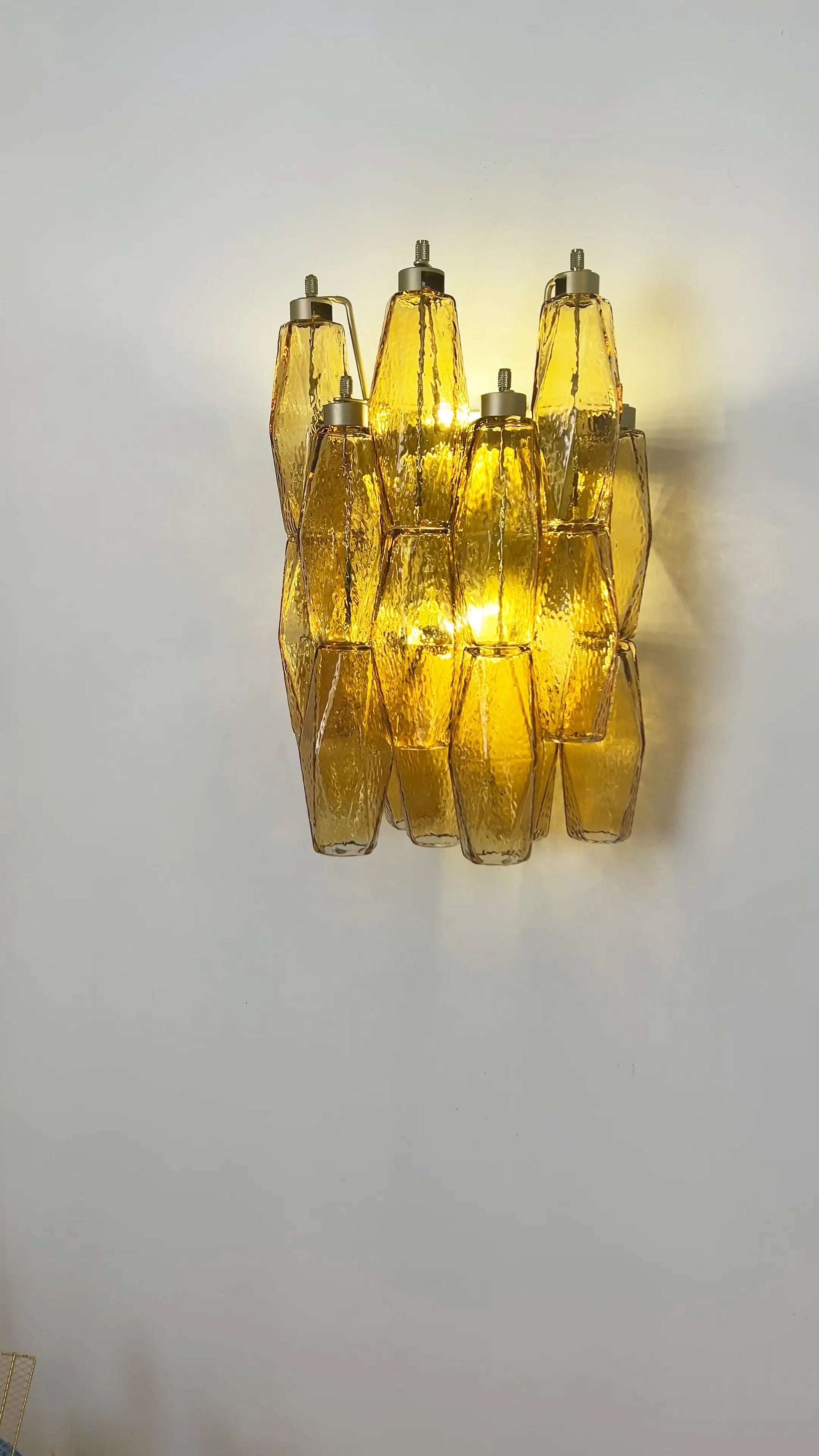 Murano Poliedri Amber Glass Wall Sconces - Nuvé