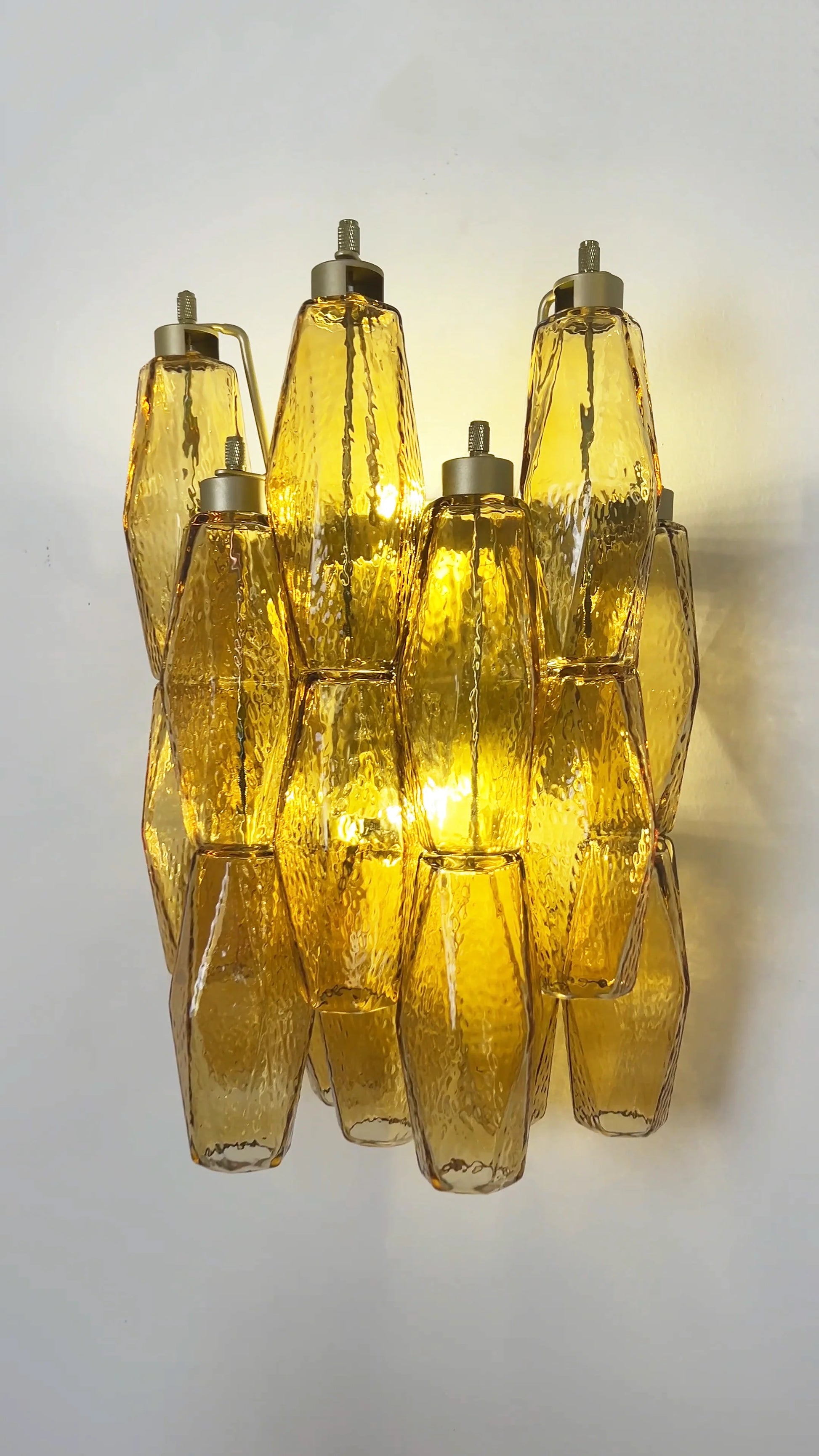Murano Poliedri Amber Glass Wall Sconces - Nuvé