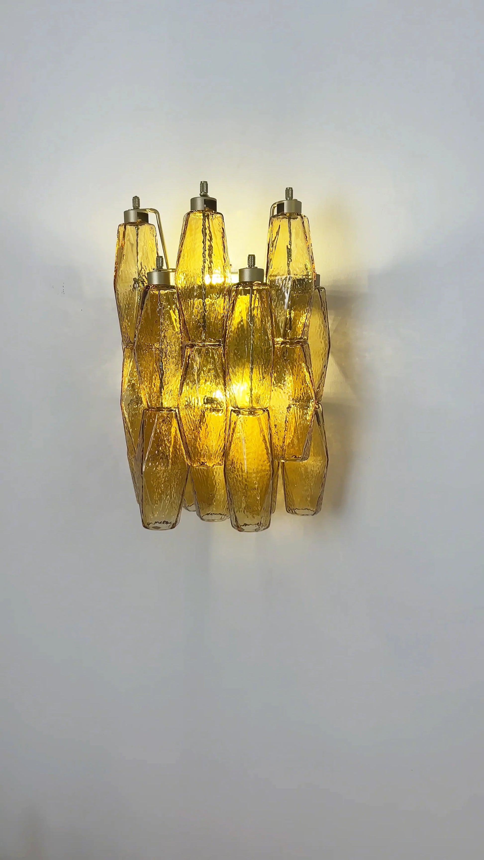 Murano Poliedri Amber Glass Wall Sconces - Nuvé
