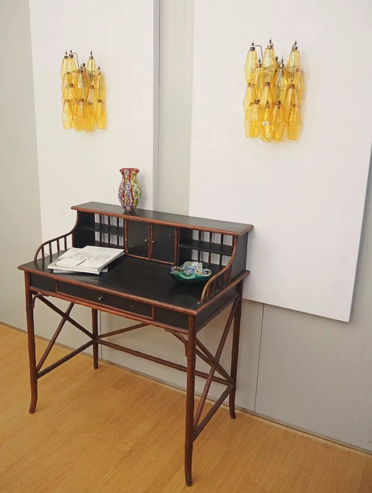 Murano Poliedri Amber Glass Wall Sconces - Nuvé