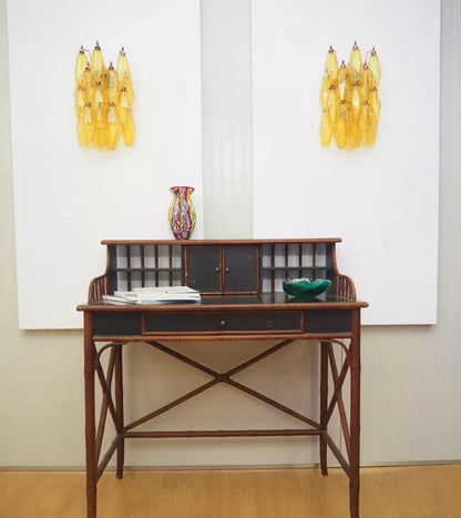 Murano Poliedri Amber Glass Wall Sconces - Nuvé