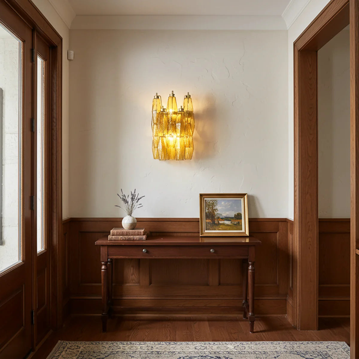 Murano Poliedri Amber Glass Wall Sconces - Nuvé