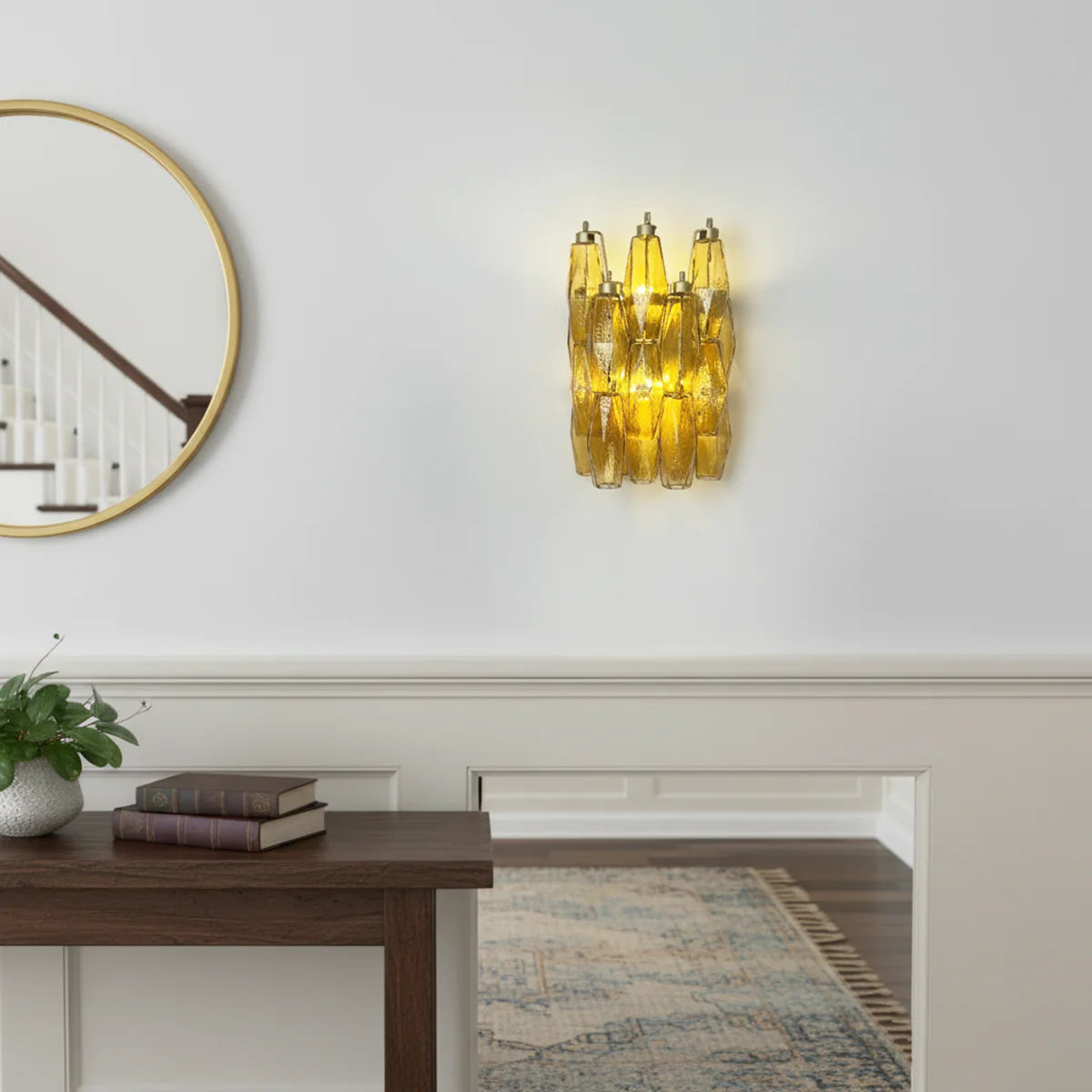Murano Poliedri Amber Glass Wall Sconces - Nuvé