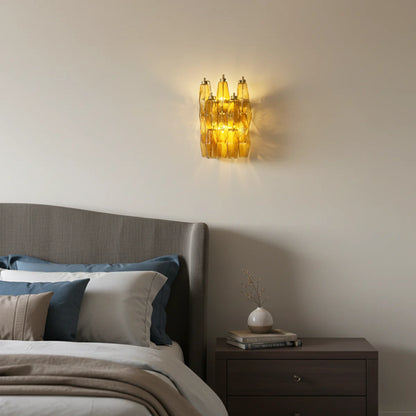 Murano Poliedri Amber Glass Wall Sconces - Nuvé