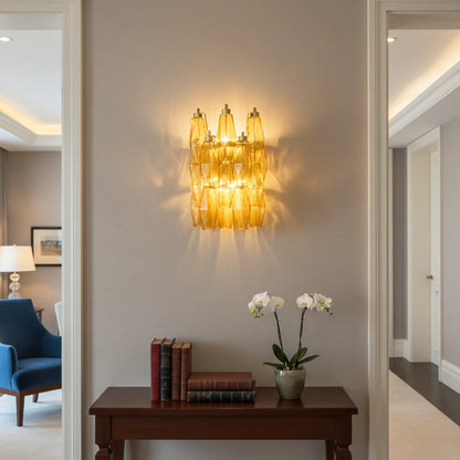 Murano Poliedri Amber Glass Wall Sconces - Nuvé