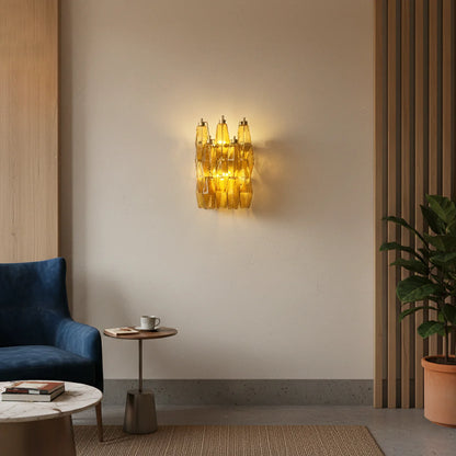 Murano Poliedri Amber Glass Wall Sconces - Nuvé