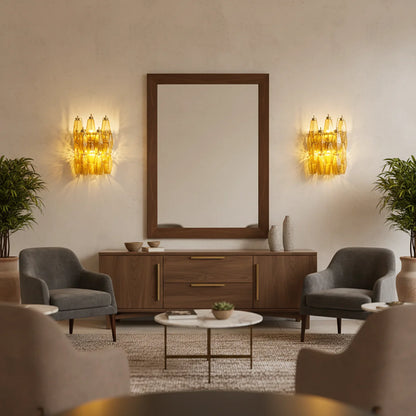 Murano Poliedri Amber Glass Wall Sconces - Nuvé