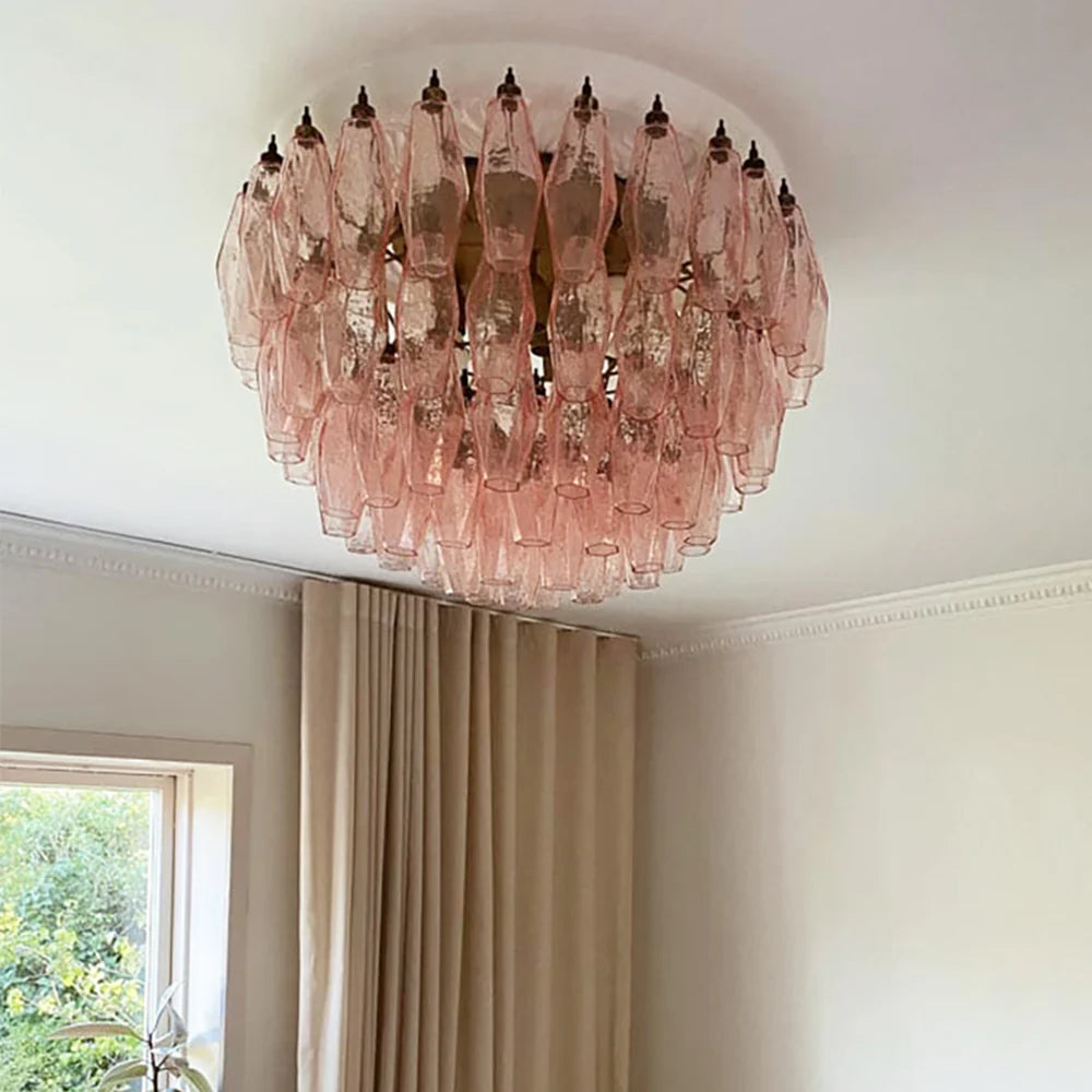 Murano Poliedri Pink Ceiling Light - Nuvé