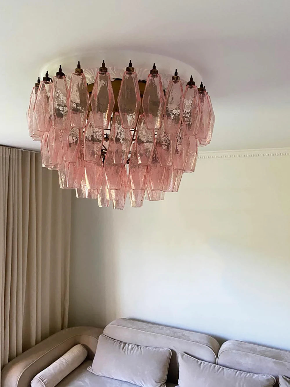 Murano Poliedri Pink Ceiling Light - Nuvé