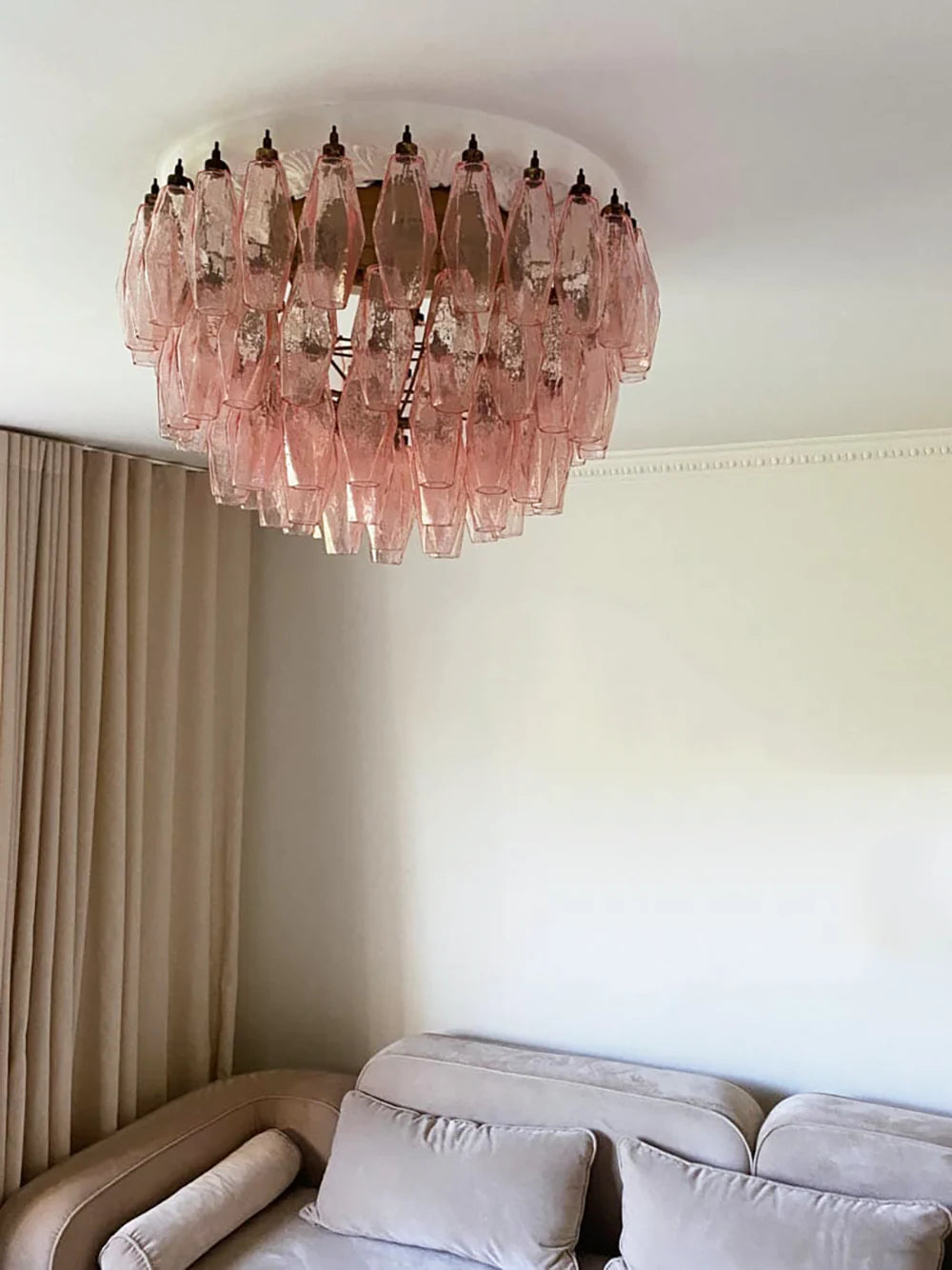 Murano Poliedri Pink Ceiling Light - Nuvé