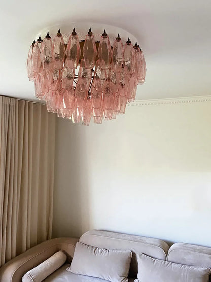 Murano Poliedri Pink Ceiling Light - Nuvé