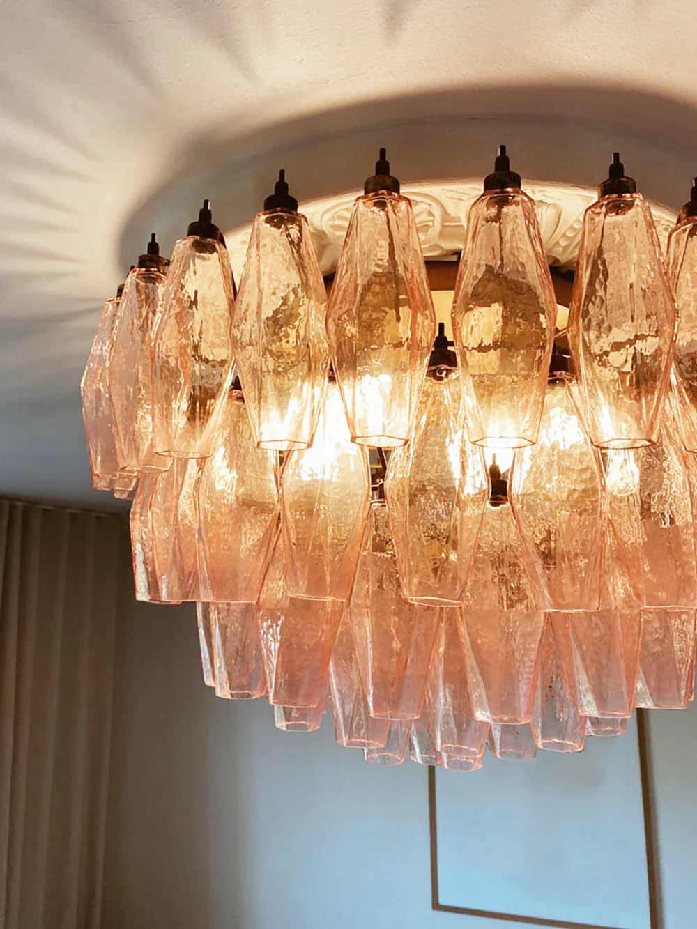 Murano Poliedri Pink Ceiling Light - Nuvé