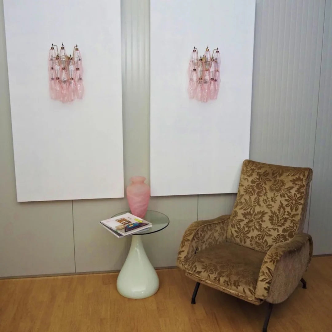Murano Poliedri Pink Glass Wall Sconces - Nuvé