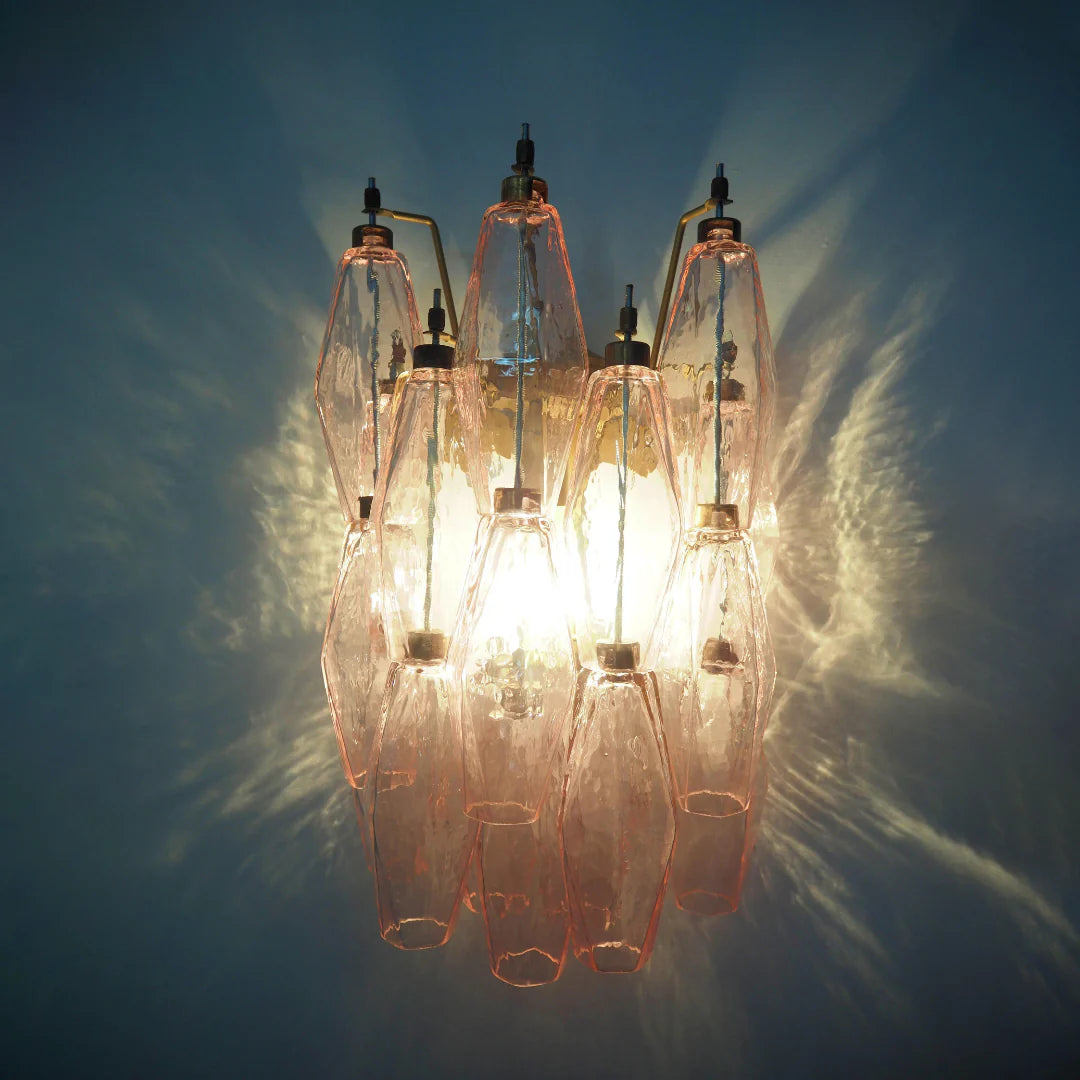 Murano Poliedri Pink Glass Wall Sconces - Nuvé
