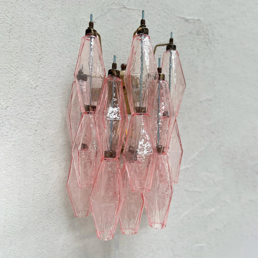 Murano Poliedri Pink Glass Wall Sconces - Nuvé