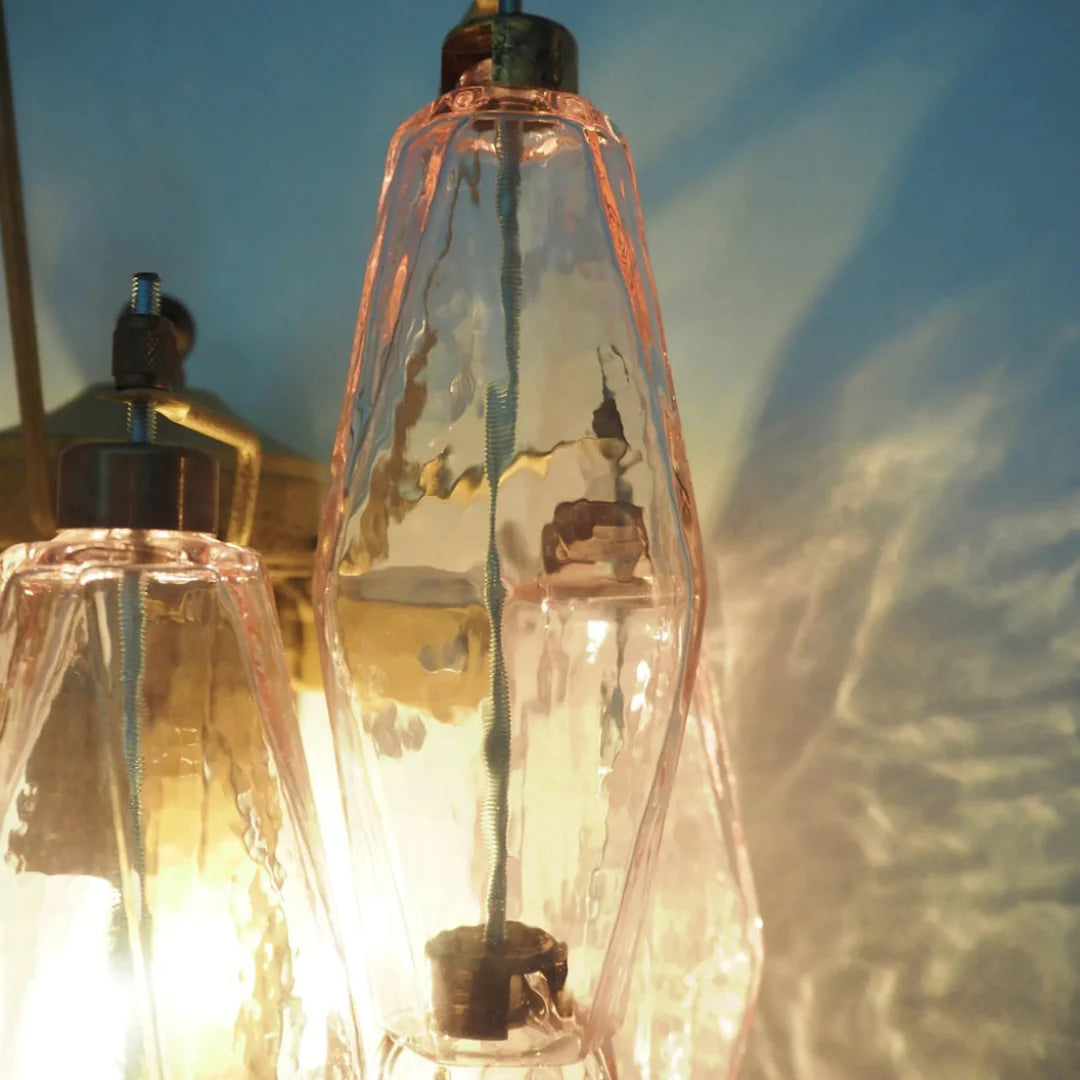Murano Poliedri Pink Glass Wall Sconces - Nuvé