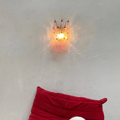 Murano Poliedri Pink Glass Wall Sconces - Nuvé