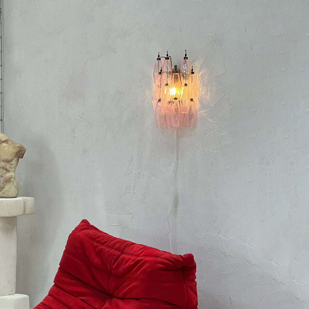 Murano Poliedri Pink Glass Wall Sconces - Nuvé