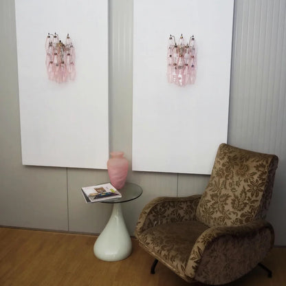 Murano Poliedri Pink Glass Wall Sconces - Nuvé