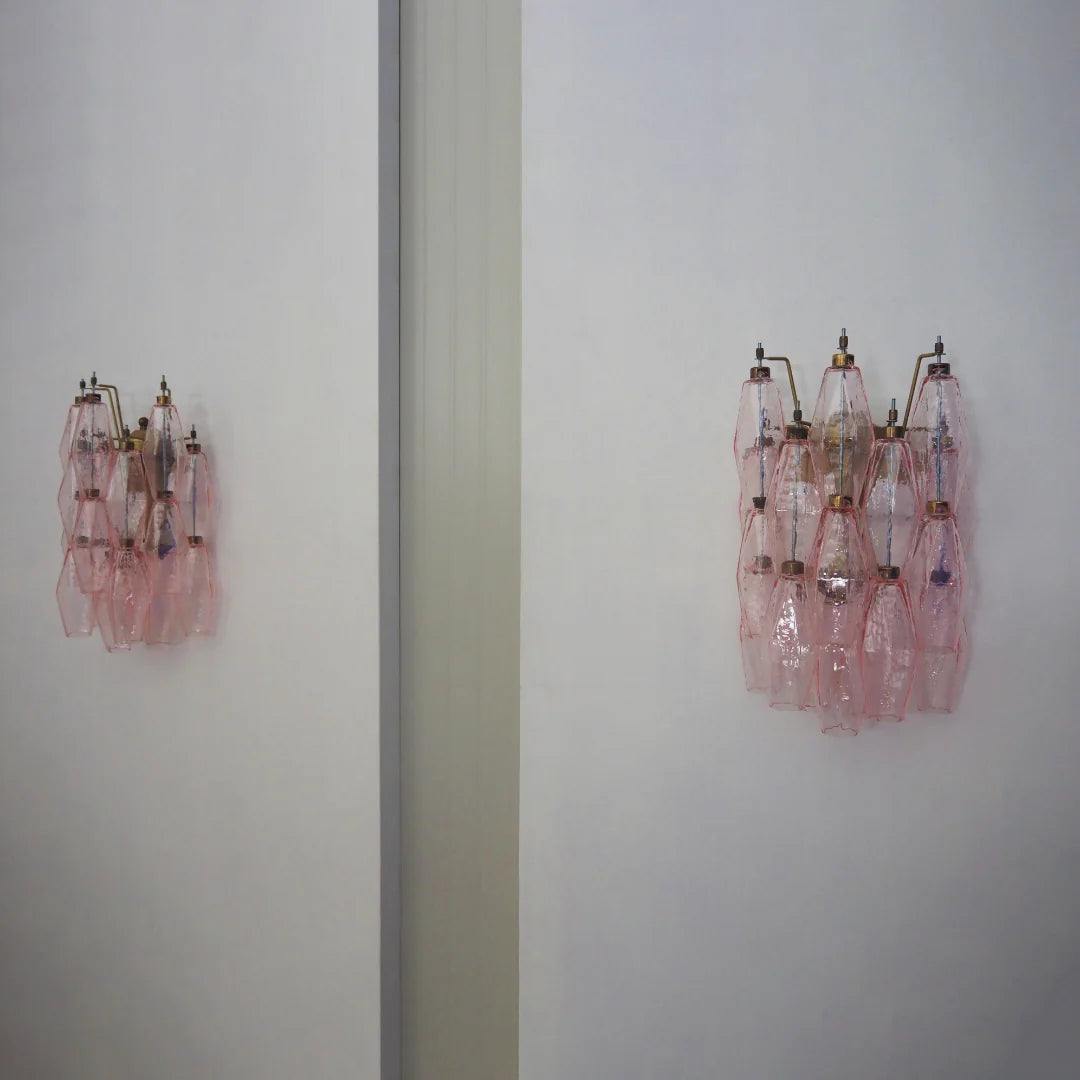 Murano Poliedri Pink Glass Wall Sconces - Nuvé