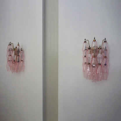 Murano Poliedri Pink Glass Wall Sconces - Nuvé
