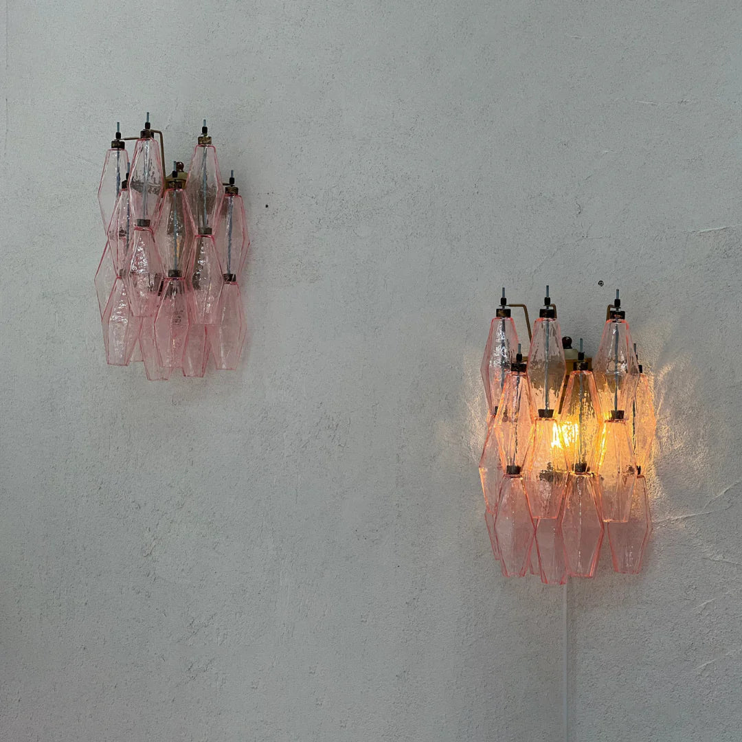 Murano Poliedri Pink Glass Wall Sconces - Nuvé