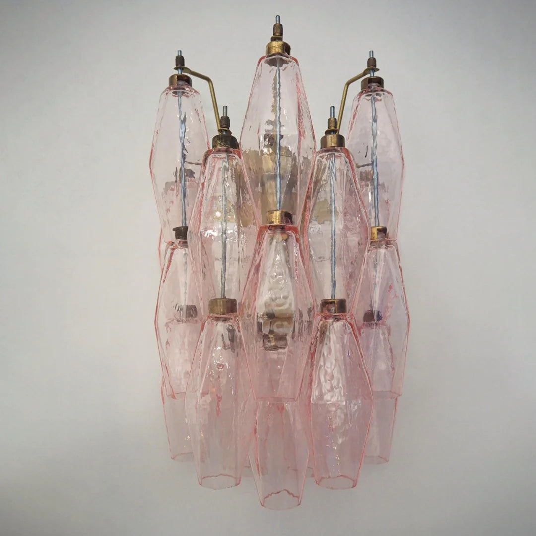 Murano Poliedri Pink Glass Wall Sconces - Nuvé