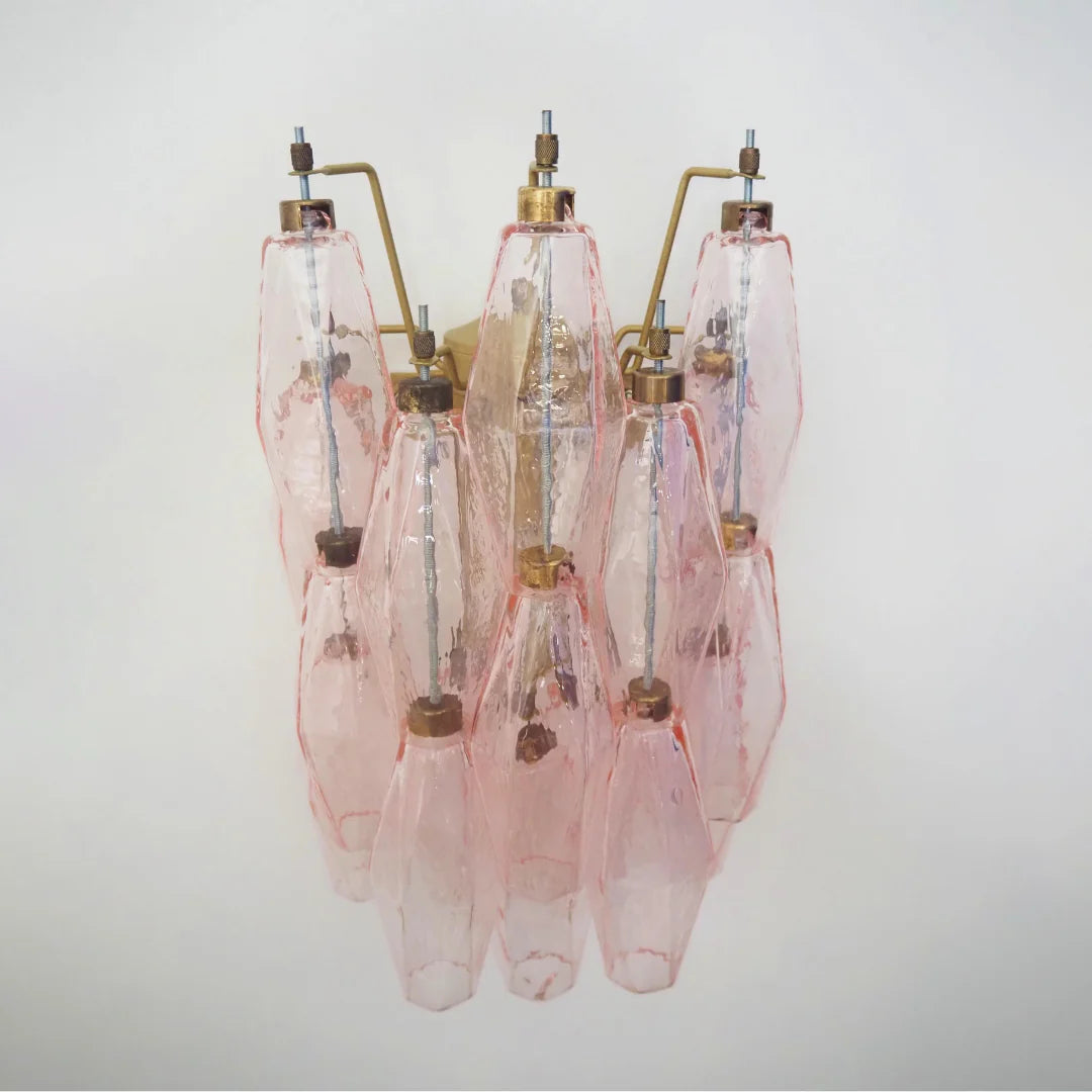 Murano Poliedri Pink Glass Wall Sconces - Nuvé