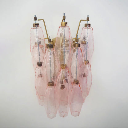 Murano Poliedri Pink Glass Wall Sconces - Nuvé