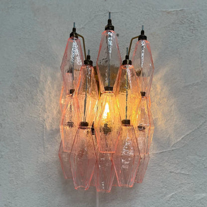 Murano Poliedri Pink Glass Wall Sconces - Nuvé