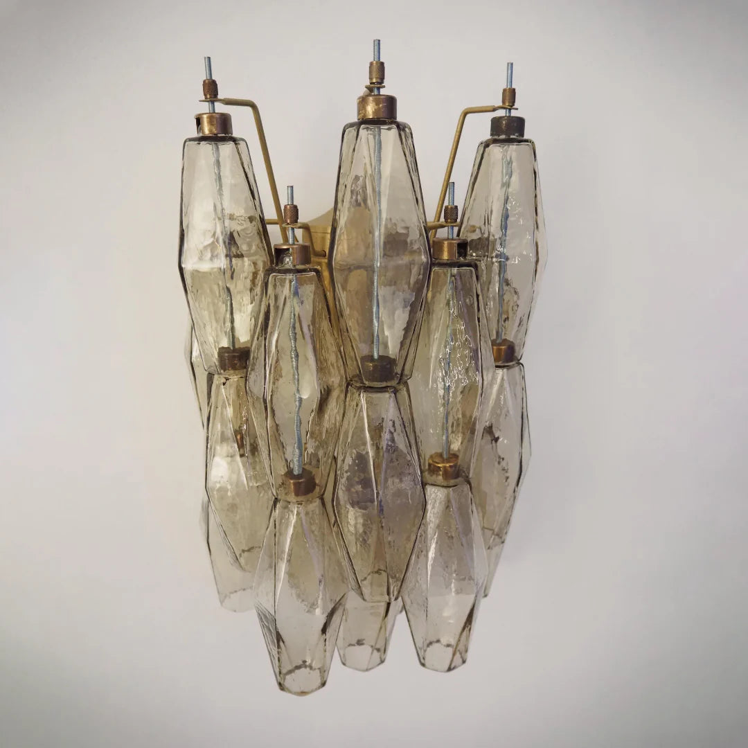 Murano Poliedri Smoked Glass Wall Sconces - Nuvé