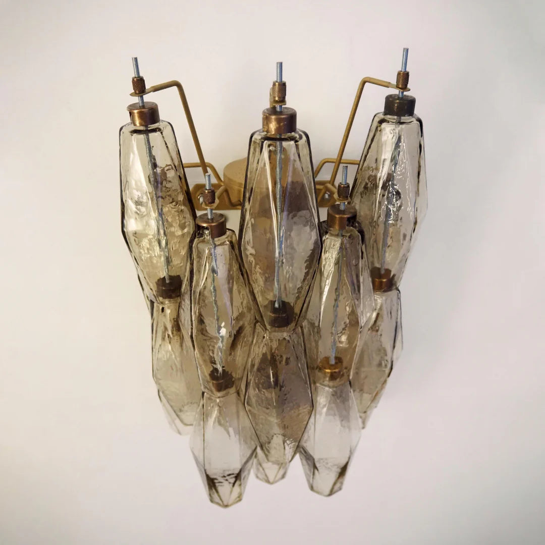Murano Poliedri Smoked Glass Wall Sconces - Nuvé
