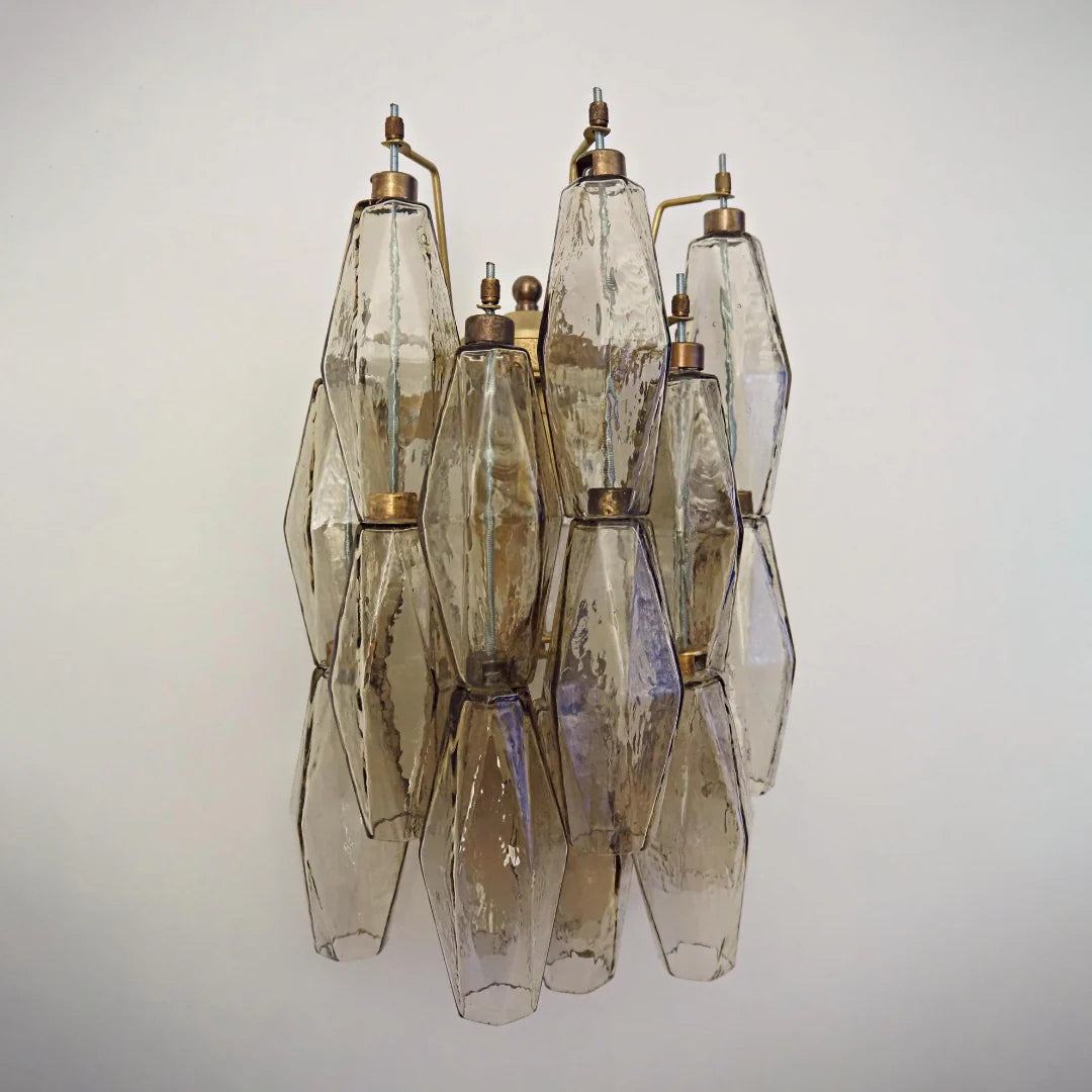 Murano Poliedri Smoked Glass Wall Sconces - Nuvé