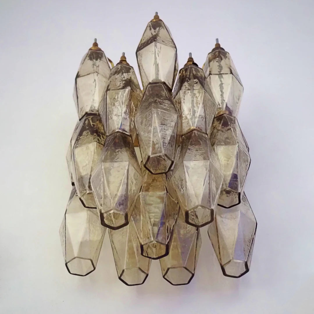 Murano Poliedri Smoked Glass Wall Sconces - Nuvé