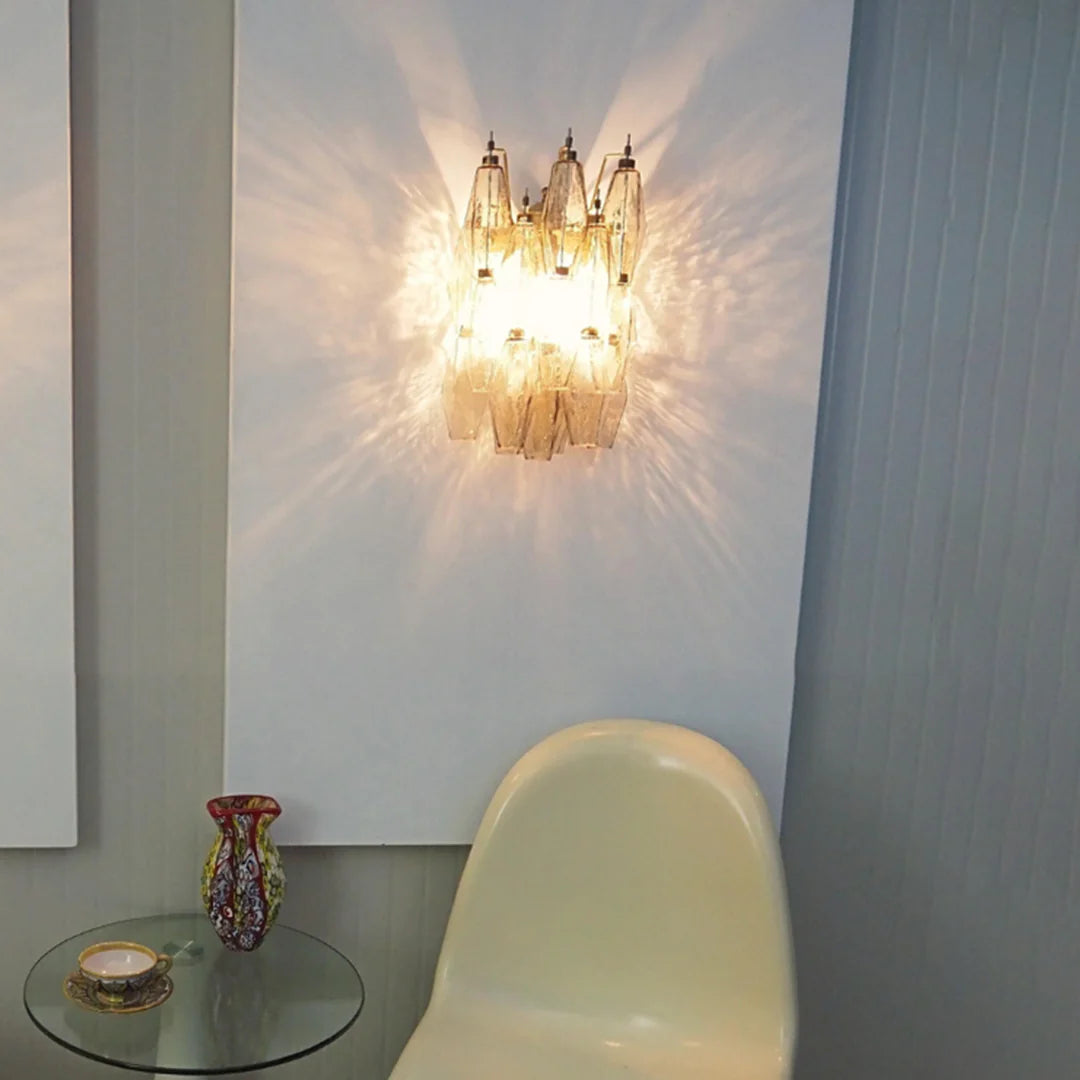 Murano Poliedri Smoked Glass Wall Sconces - Nuvé