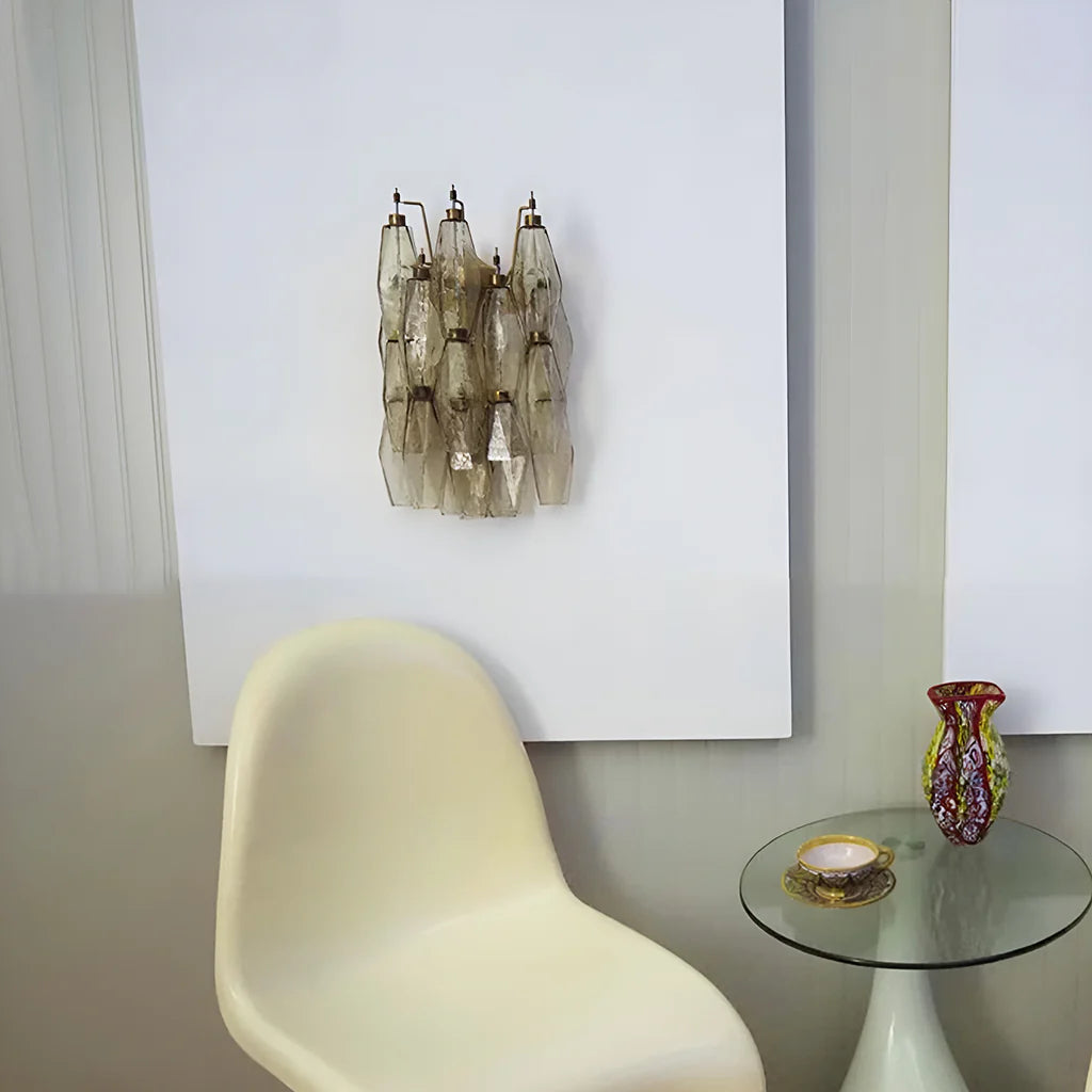 Murano Poliedri Smoked Glass Wall Sconces - Nuvé