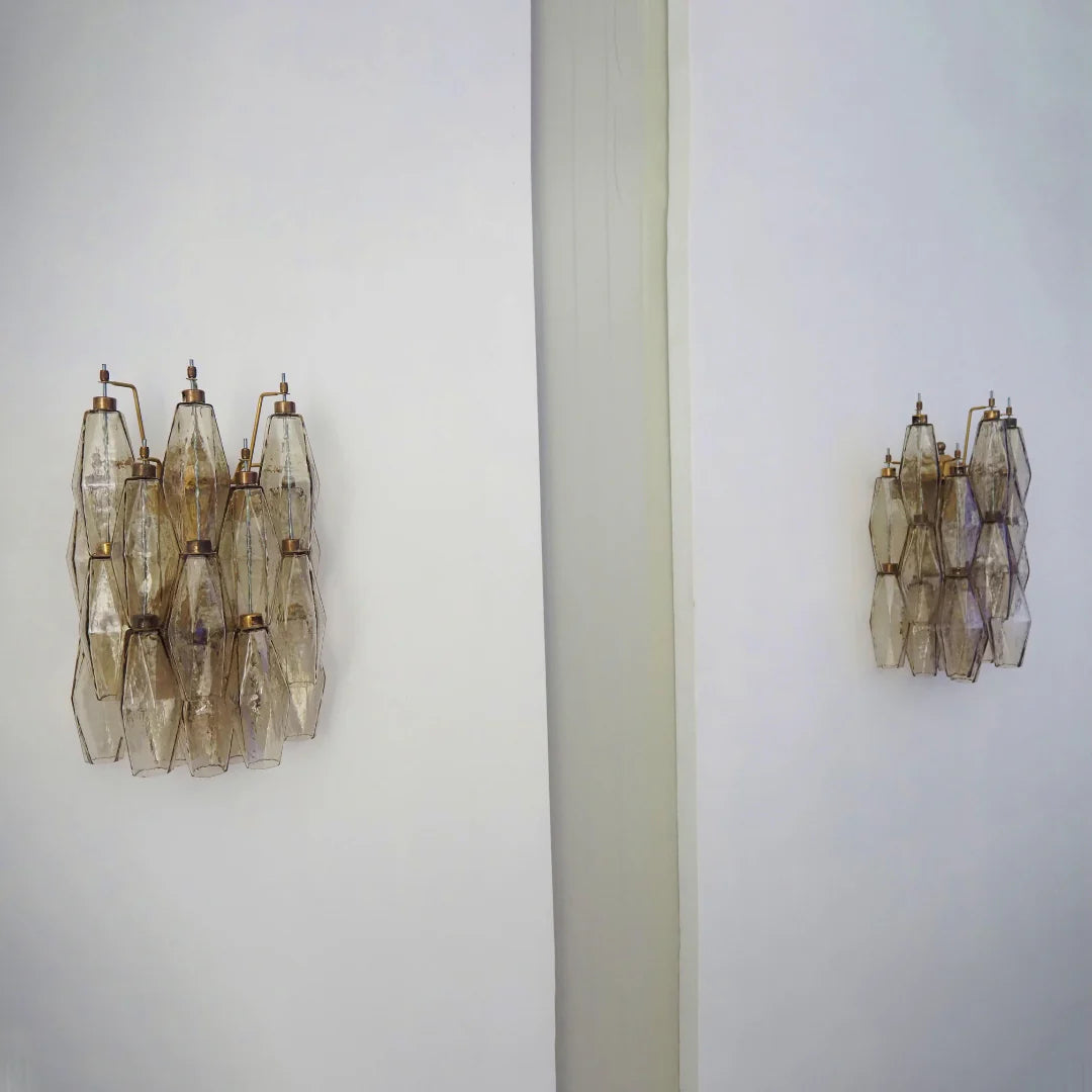 Murano Poliedri Smoked Glass Wall Sconces - Nuvé