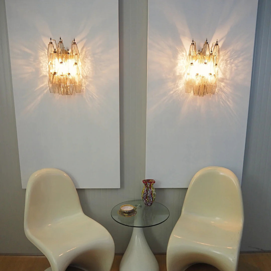 Murano Poliedri Smoked Glass Wall Sconces - Nuvé