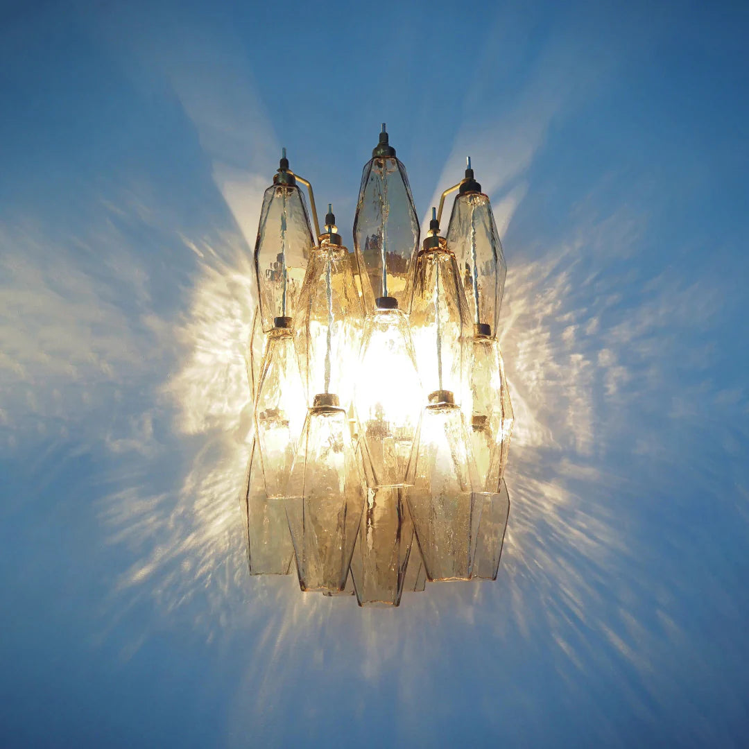 Murano Poliedri Smoked Glass Wall Sconces - Nuvé