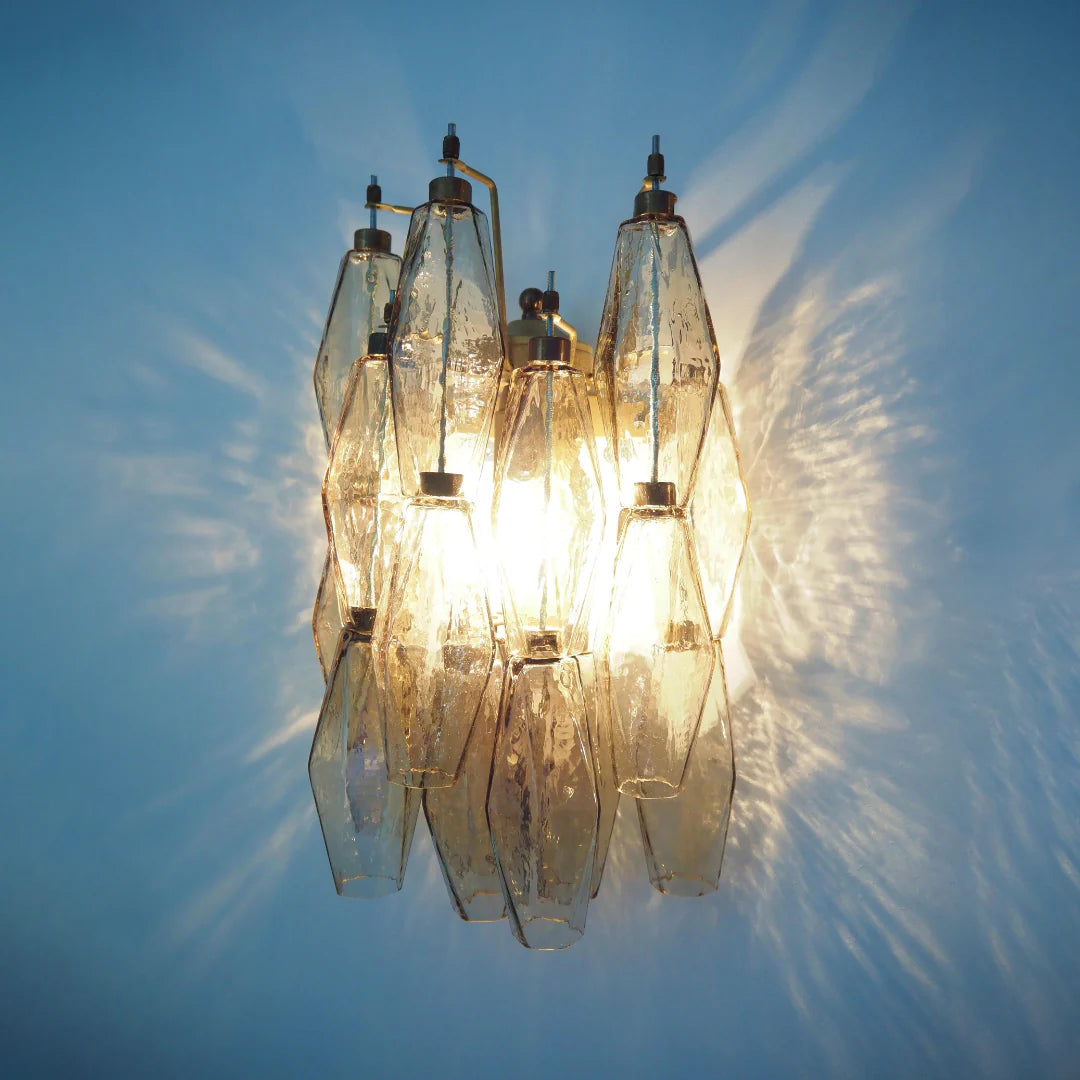 Murano Poliedri Smoked Glass Wall Sconces - Nuvé