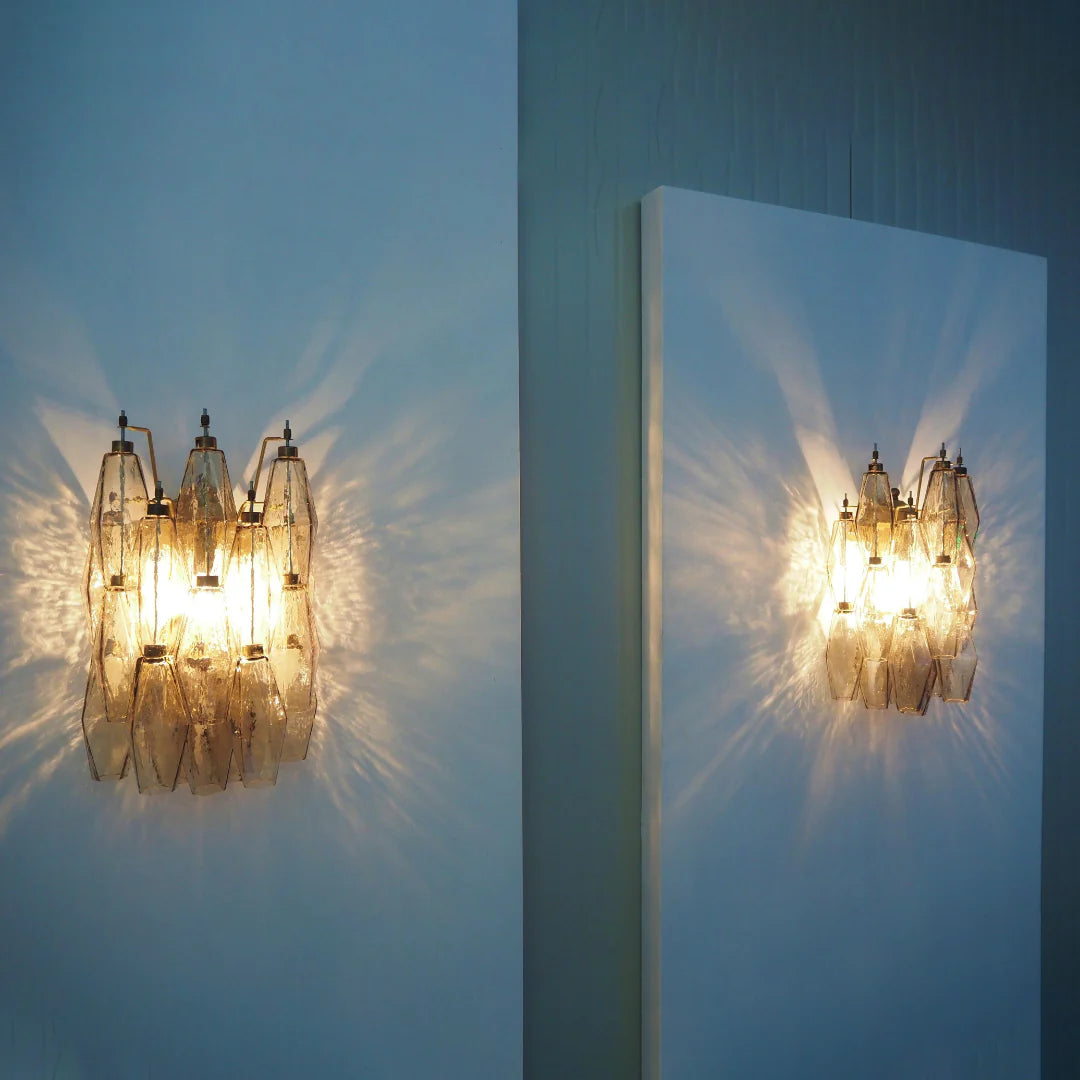 Murano Poliedri Smoked Glass Wall Sconces - Nuvé
