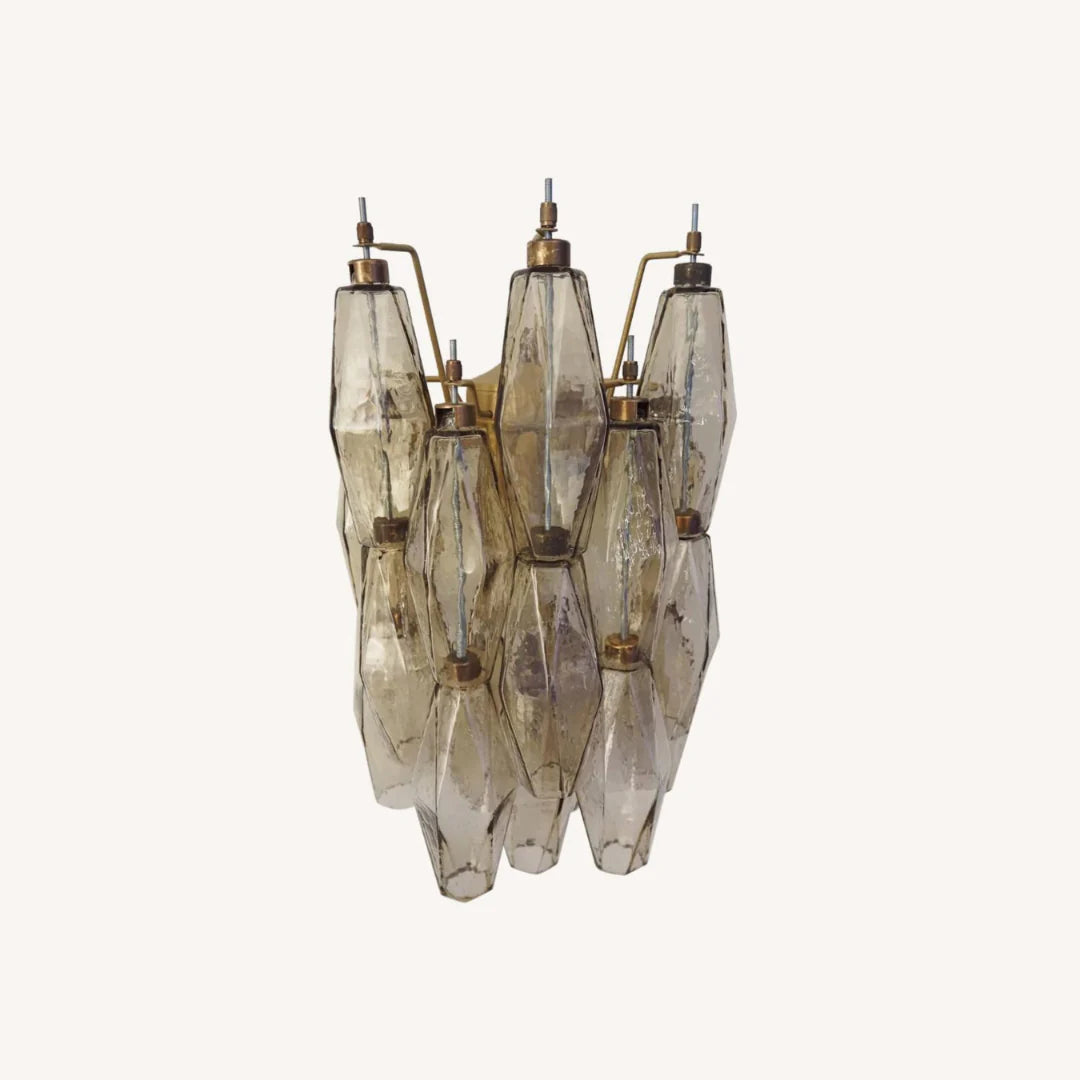 Murano Poliedri Smoked Glass Wall Sconces - Nuvé
