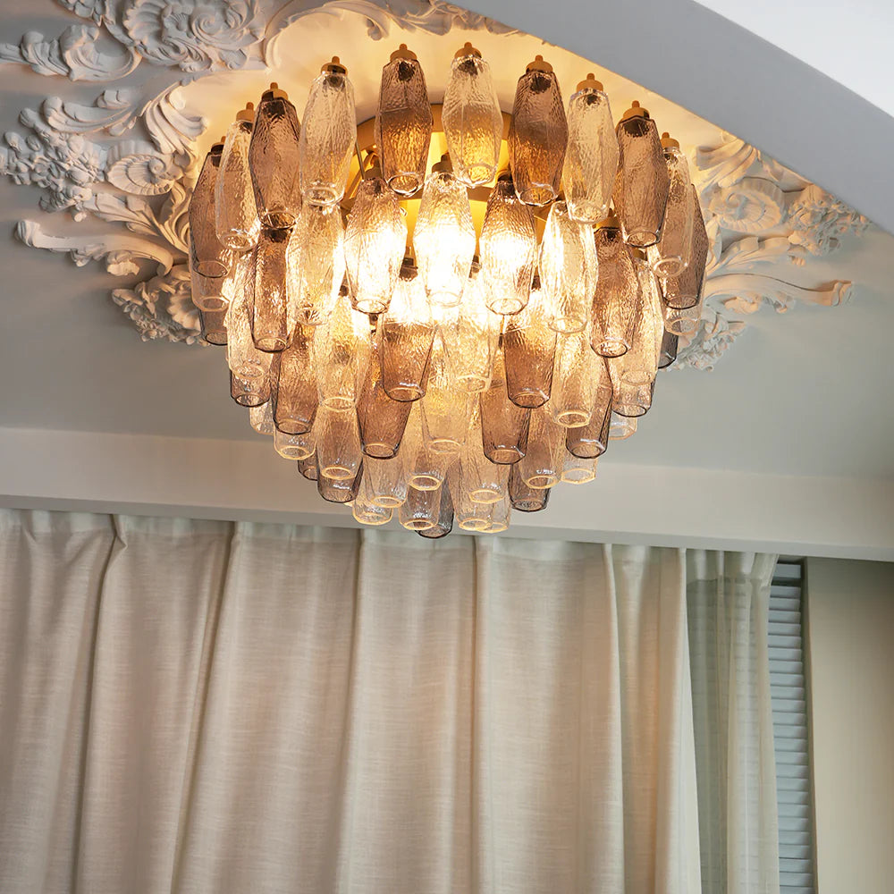 Murano Poliedri Transparent Smoked Ceiling Light - Nuvé